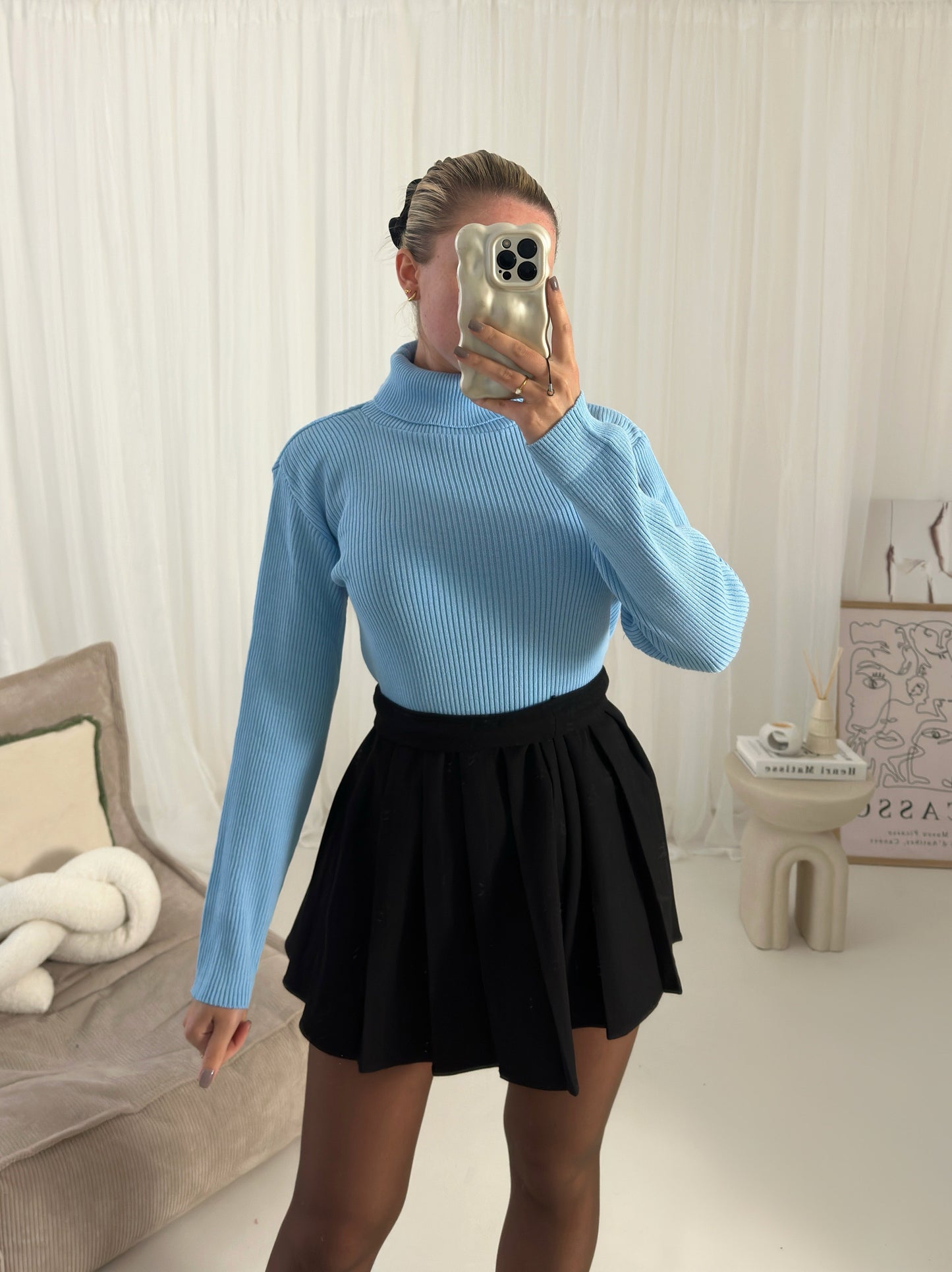 Anya Roll Neck Ribbed Top Jumper