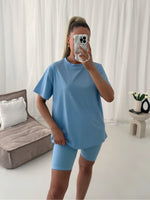 Ribbed Cycle Shorts And T-Shirt Two Piece Set