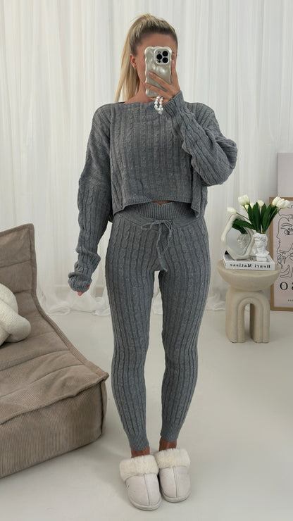 The Ellie Cable Knitted Batwing Two Piece Lounge Set