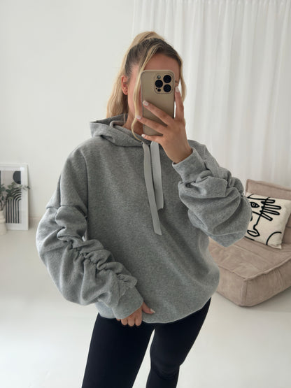 Ribbon Ruche Sleeved Hoodie