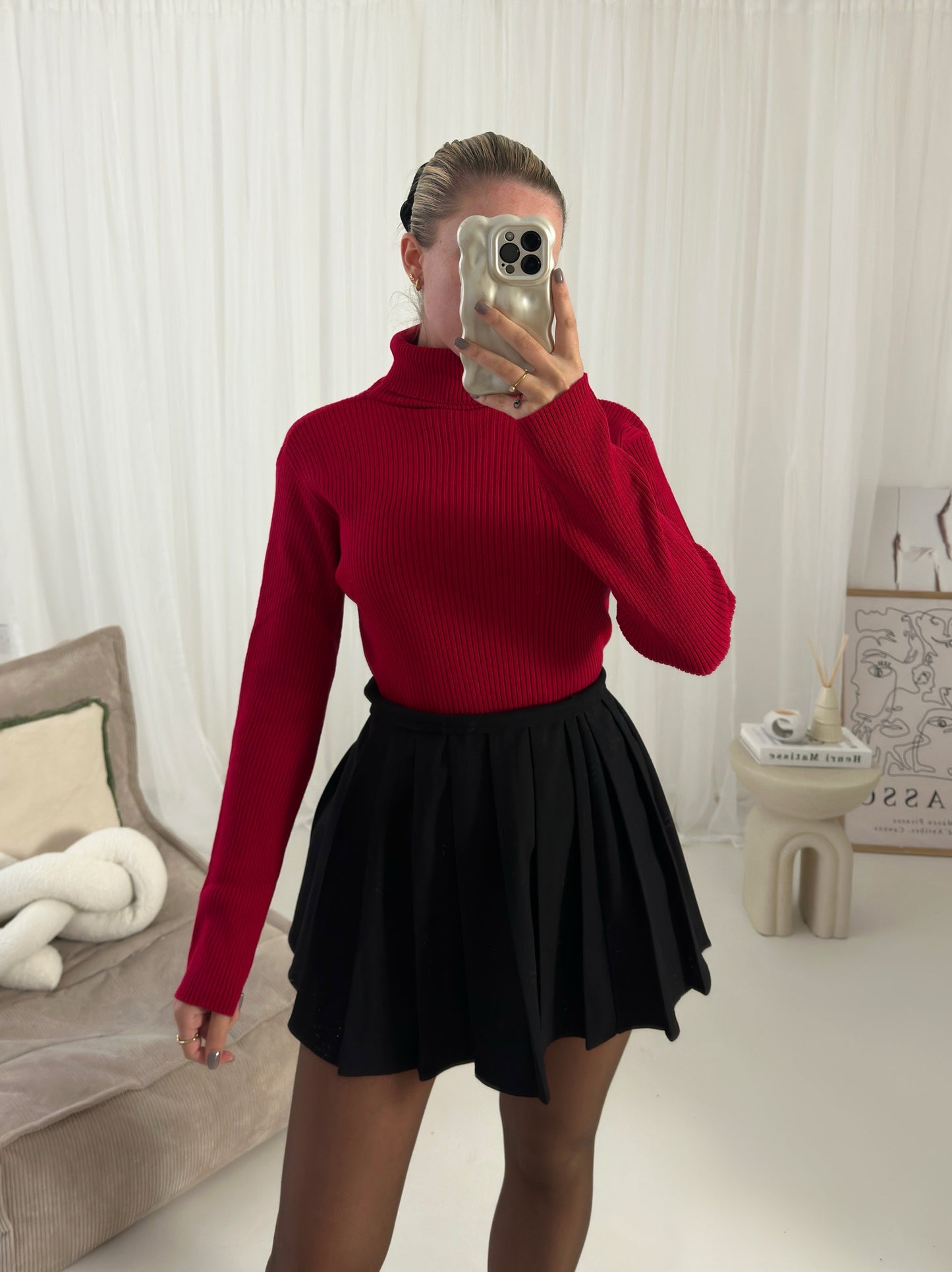 Anya Roll Neck Ribbed Top Jumper