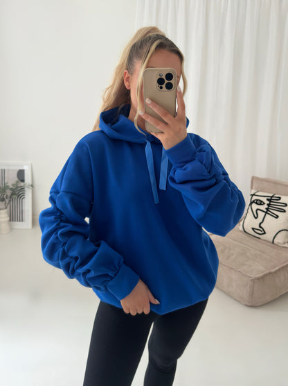 Ribbon Ruche Sleeved Hoodie