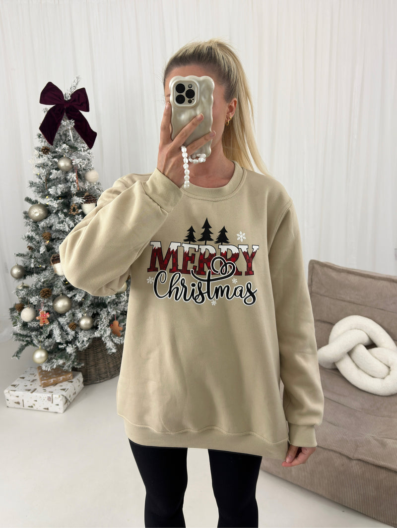 Merry Christmas Tree Slogan Jumper Sweater