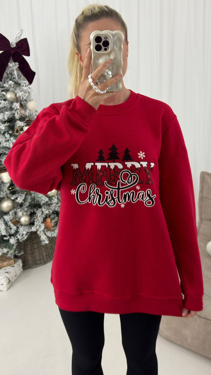 Merry Christmas Tree Slogan Jumper Sweater