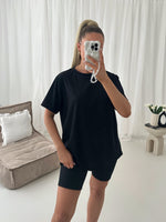 Ribbed Cycle Shorts And T-Shirt Two Piece Set