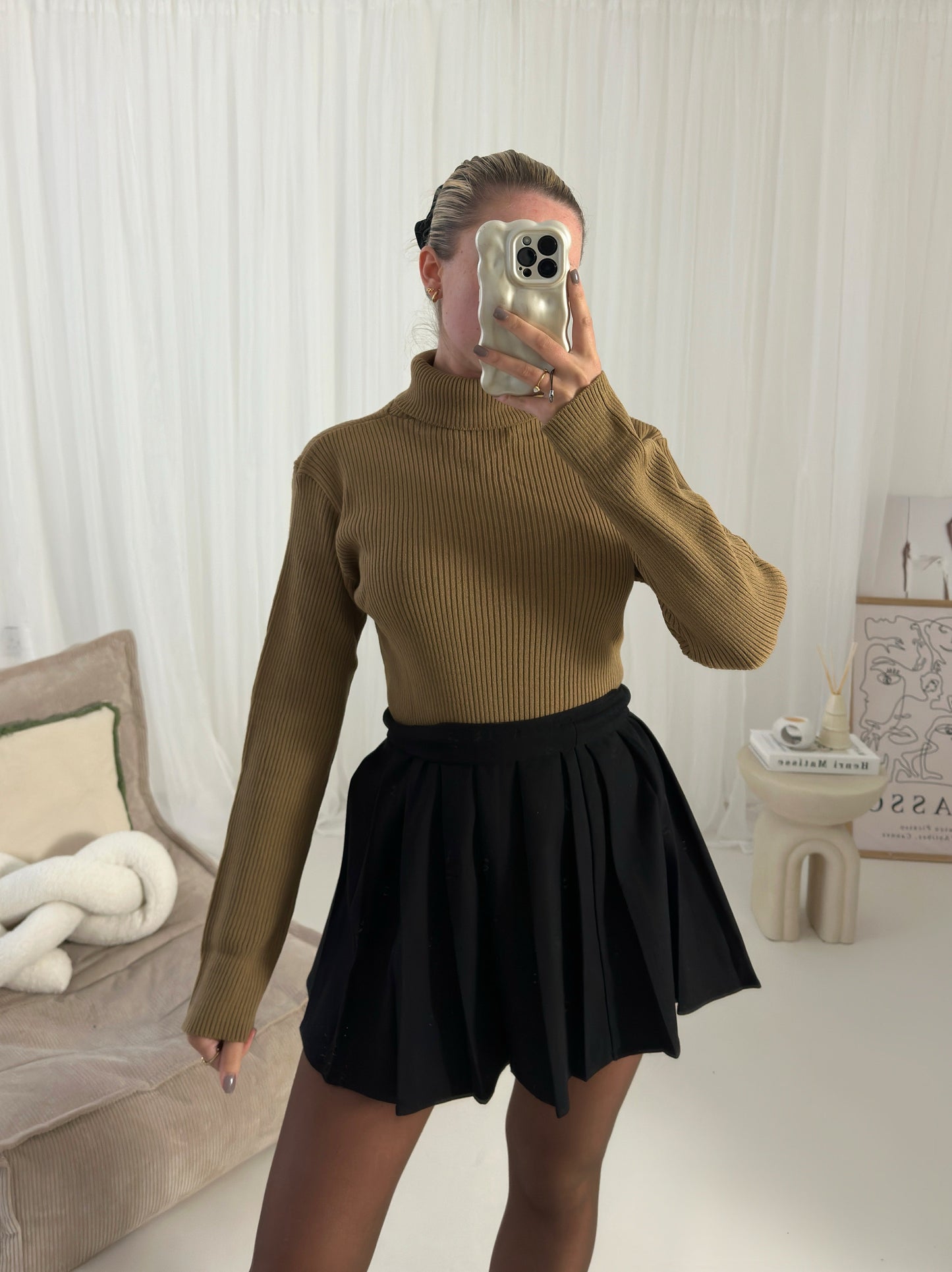 Anya Roll Neck Ribbed Top Jumper