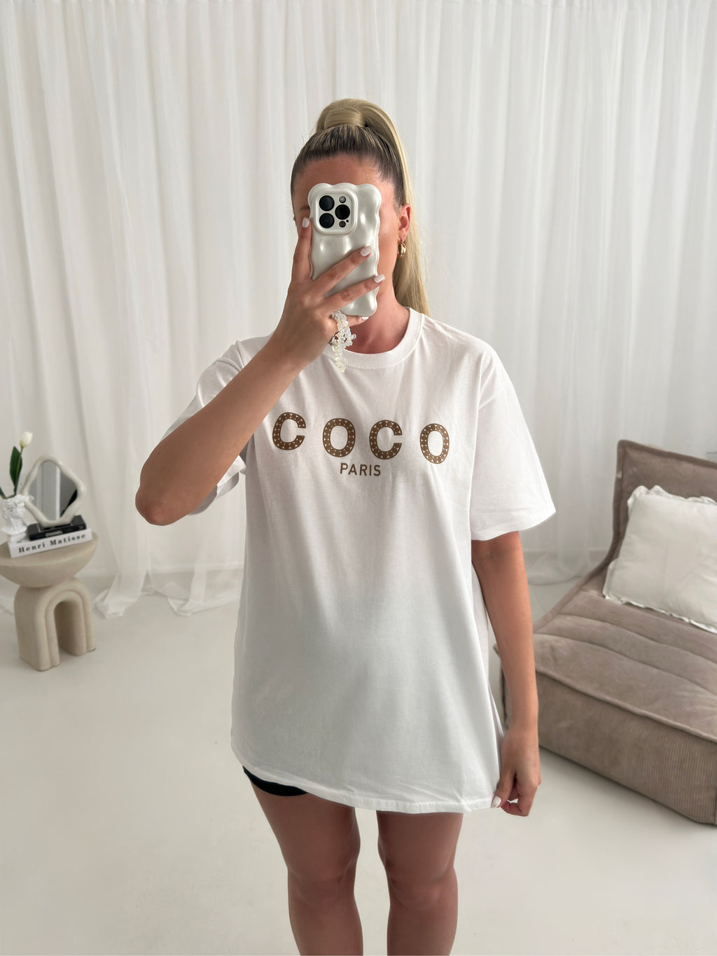 Coco Gold Print Oversized Tshirt