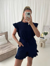 Cheese Cloth Frill With Shorts Lounge Co Ord