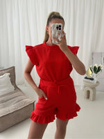 Cheese Cloth Frill With Shorts Lounge Co Ord