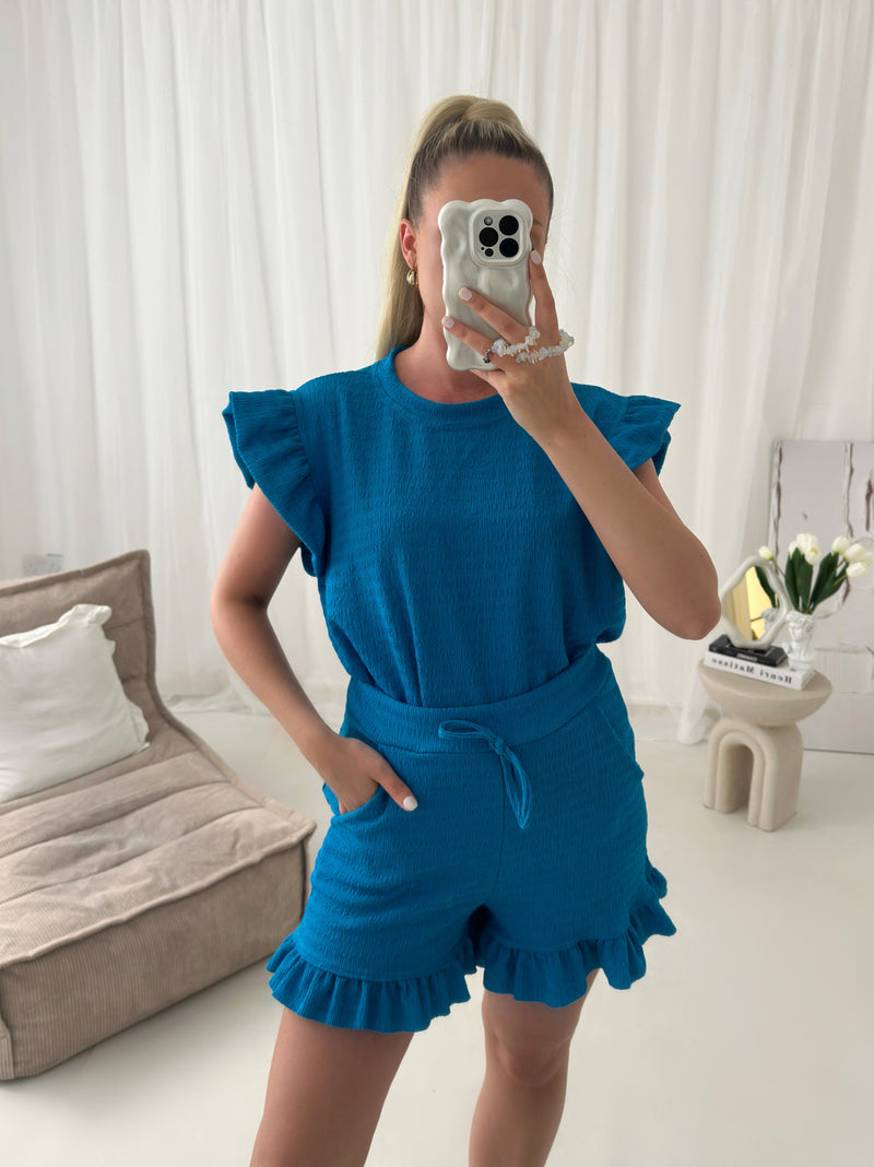 Cheese Cloth Frill With Shorts Lounge Co Ord