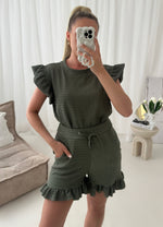 Cheese Cloth Frill With Shorts Lounge Co Ord