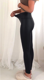 High Waisted Faux Leather Leggings In Black