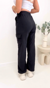 Wide Leg Cargo Trousers BLACK