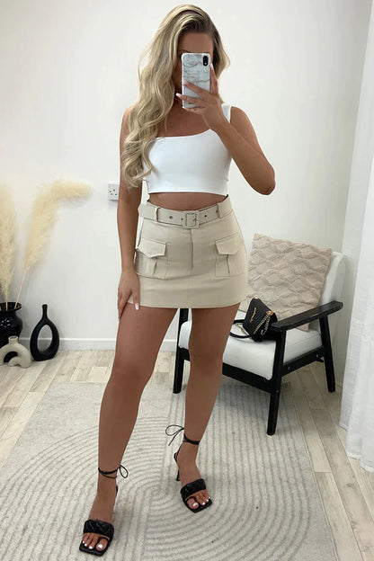 Caitlyn high Waisted Belted Cargo Skort - Dressmedolly