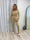 Cropped V Neck Two Piece Tracksuit - Dressmedolly