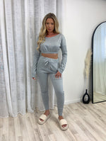 Cropped V Neck Two Piece Tracksuit - Dressmedolly