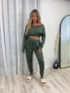 Cropped V Neck Two Piece Tracksuit - Dressmedolly