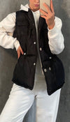 Black Mid Length Puffer Gilet - Dressmedolly