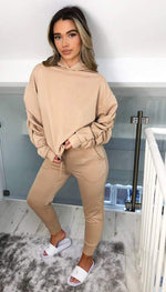 Ponti Hooded Ruche Sleeved Lounge Wear Tracksuit - Dressmedolly