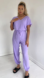 Short Sleeved Tie Up Belted Jumpsuit - Dressmedolly