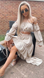 The Gypsy Lantern Two Piece Coord Set With Skirt and Off Shoulder Crop Top - Dressmedolly