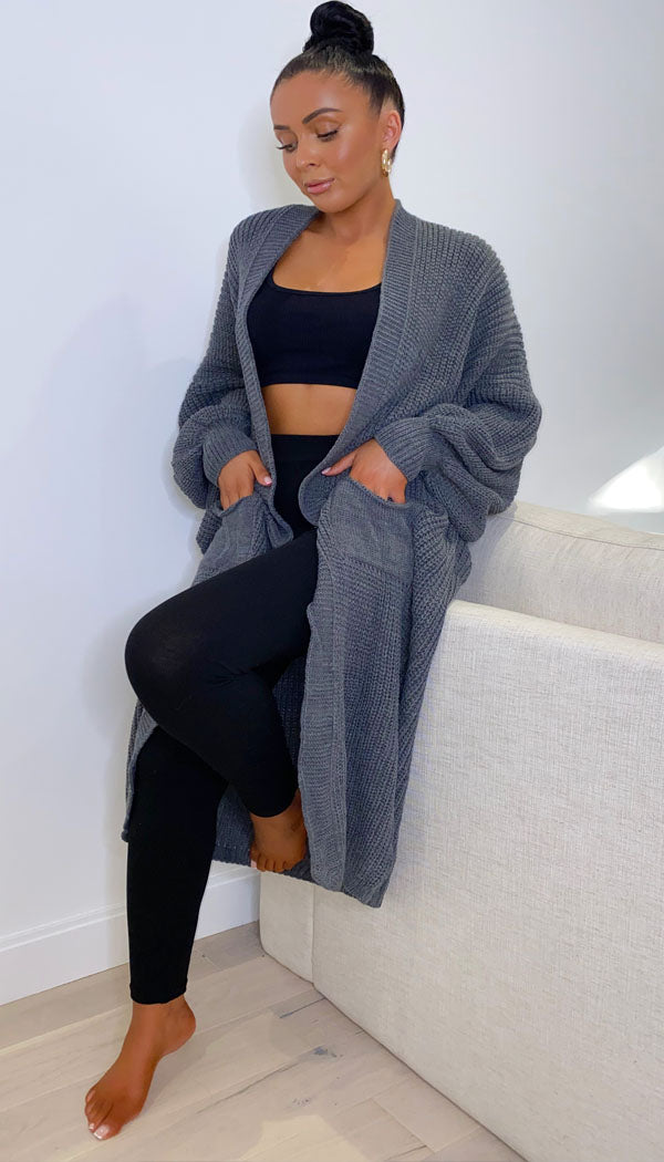 Charcoal maxi cheap cardigan