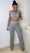 Chain Wrap Over Top Two Piece Legging Set - Dressmedolly