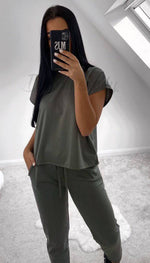 Boxy Round Neck Lounge Wear Tracksuit - Dressmedolly