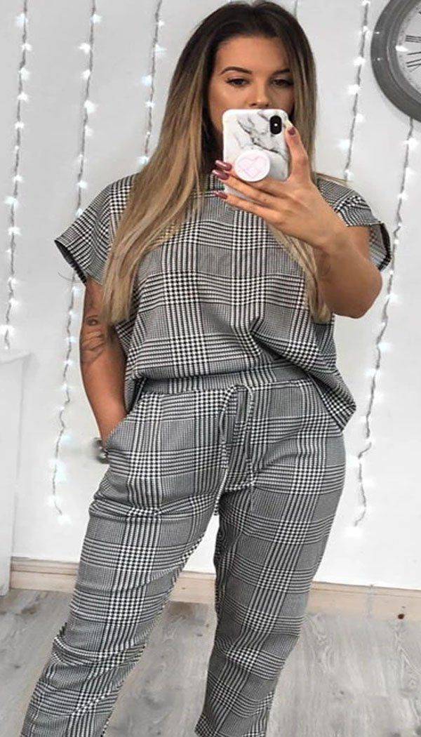 Check Boxy Lounge Wear Tracksuit - Dressmedolly