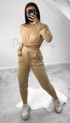 Cropped V-neck Lounge Wear Tracksuit - Dressmedolly