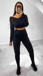 Cropped V-neck Lounge Wear Tracksuit - Dressmedolly