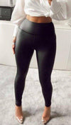 High Waisted Faux Leather Leggings In Black - Dressmedolly
