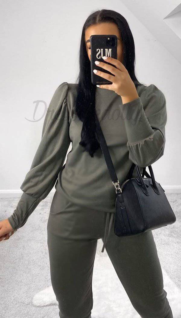 Ruche Sleeved Lounge Wear Tracksuit - Dressmedolly