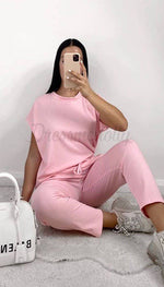 Boxy Round Neck Lounge Wear Tracksuit - Dressmedolly