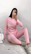 Long Sleeved Quality Plain Round Neck Tracksuit - Dressmedolly