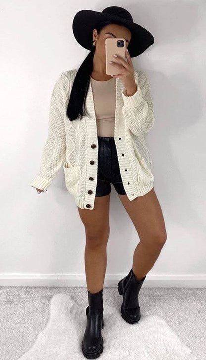 Chunky Boyfriend Grandad Button Cardigan - Dressmedolly