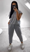 Boxy Round Neck Lounge Wear Tracksuit - Dressmedolly