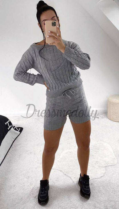 Cable Knit Short Two Piece - Dressmedolly