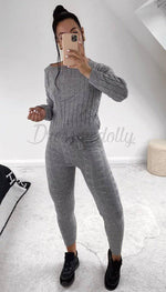 Drawstring Cable Knitted Legging Two Piece Set - Dressmedolly