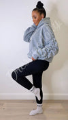 Kangaroo Pocket Ruche Sleeved Exclusive Hoodie with Drawstrings - Dressmedolly