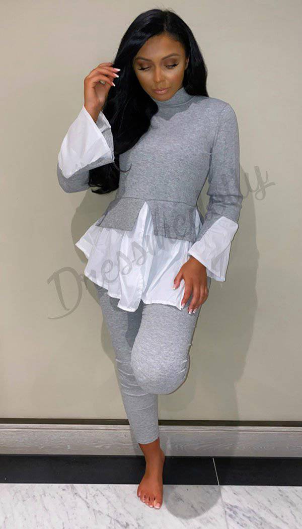 Shirt Hem Set Legging Two Piece - Dressmedolly