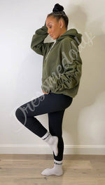 Kangaroo Pocket Ruche Sleeved Exclusive Hoodie with Drawstrings - Dressmedolly