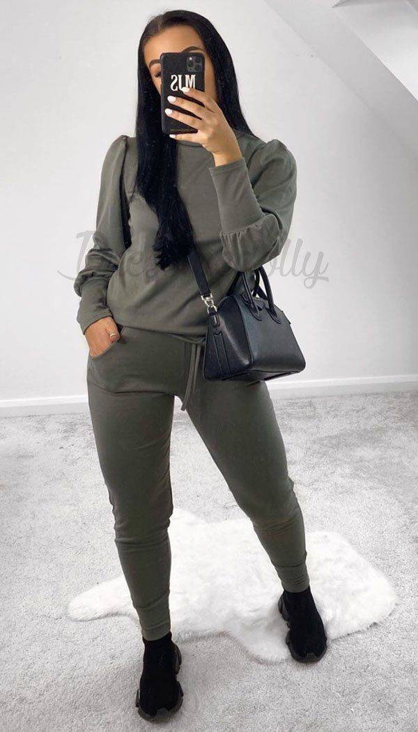 Ruche Sleeved Lounge Wear Tracksuit - Dressmedolly