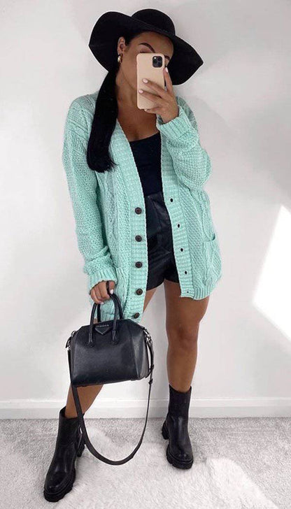 Chunky Boyfriend Grandad Button Cardigan - Dressmedolly