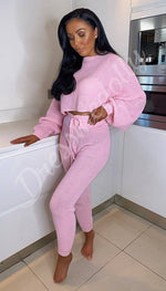 Cropped Fisherman Knitted Two Piece Loungewear Set - Dressmedolly