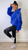 Kangaroo Pocket Ruche Sleeved Exclusive Hoodie with Drawstrings - Dressmedolly