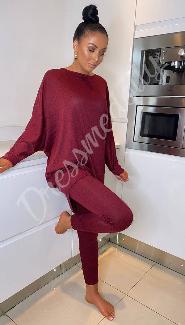 Hi-Lo Tracksuit Long Sleeved Two Piece Loungewear - Dressmedolly