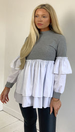 Ribbed Double Frill Shirt Hem Top - Dressmedolly