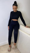 Exclusive High Waisted Ribbed Gym Fitness Leggings - Dressmedolly