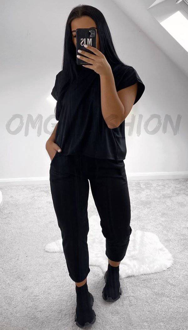 Boxy Short Sleeved Loungewear Set - omgfashion.com